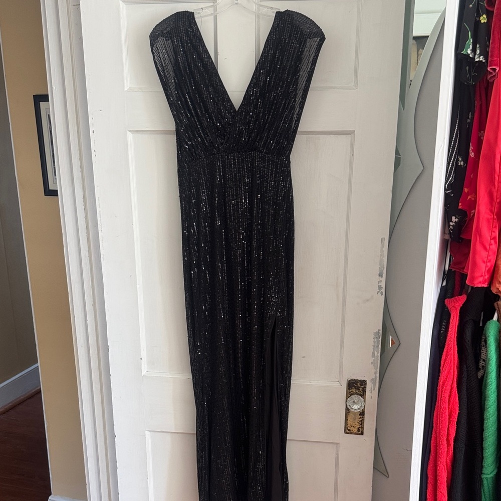 Molly Bracken Black Shimmer Maxi Dress